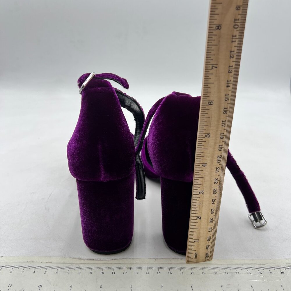 YDN Purple Chunky Heel Pumps Ladies Pointed Toe D'Orsay Adjustable Buckled Shoes - Picture 5 of 8